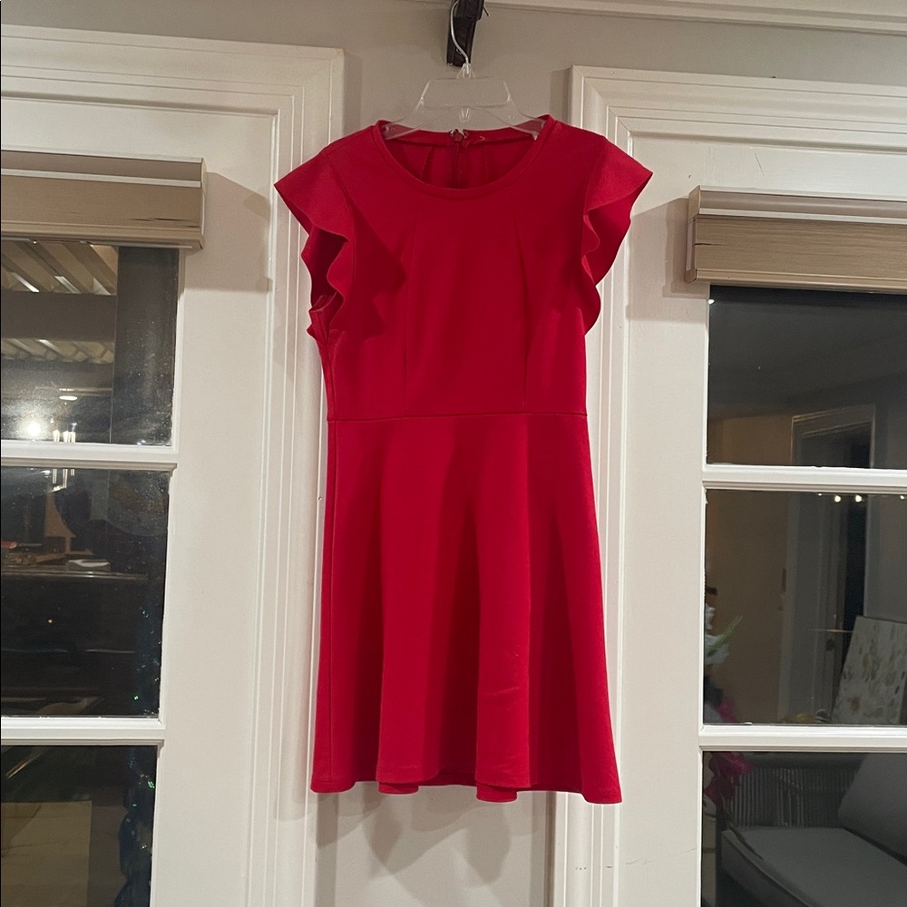 Red Ruffle Sleeve Dress